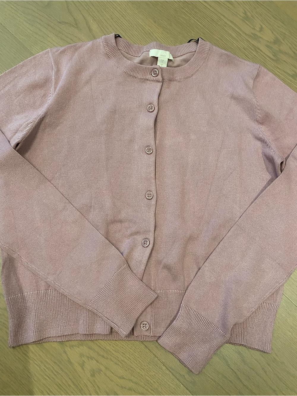 New Petal Pink H&M Youth Classic Crewneck Button Cardigan Size S